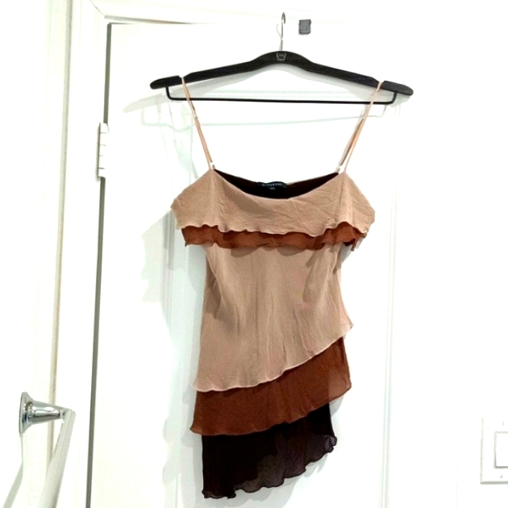 Bebe Silk Tank in Shades of Brown. Size M